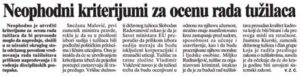 Neophodni kriterijumi