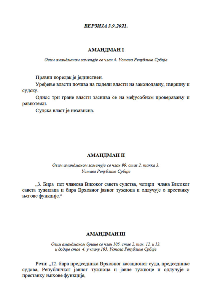 Amandmani Ustava Republike Srbije Izvor: Privatna arhiva