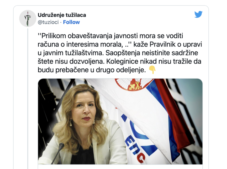 Udruženje tužilaca Srbije: Smenjene tužiteljke nisu tražile da budu prebačene