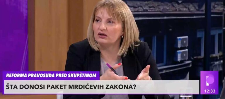 Svetlana Nenadić za “Puls Srbije” o izmenama seta pravosudnih zakona